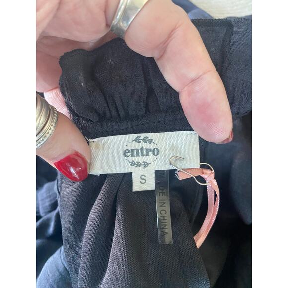 NWT Entro Black Mock Neck Sleeveless Tiered Maxi Dress Flowy Boho Small - Picture 8 of 11